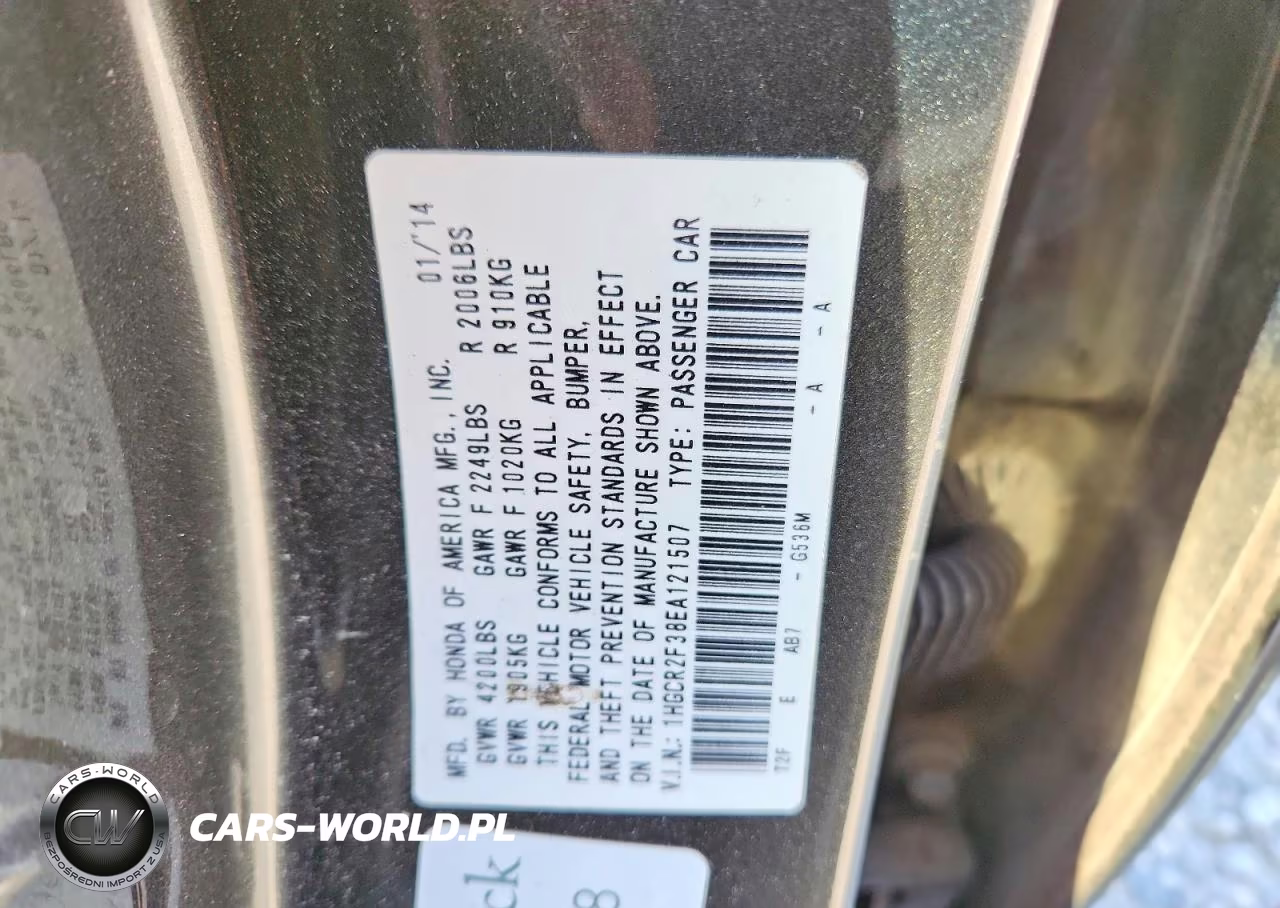 2014 Honda Accord Lx VIN:1HGCR2F38EA121507 - 12