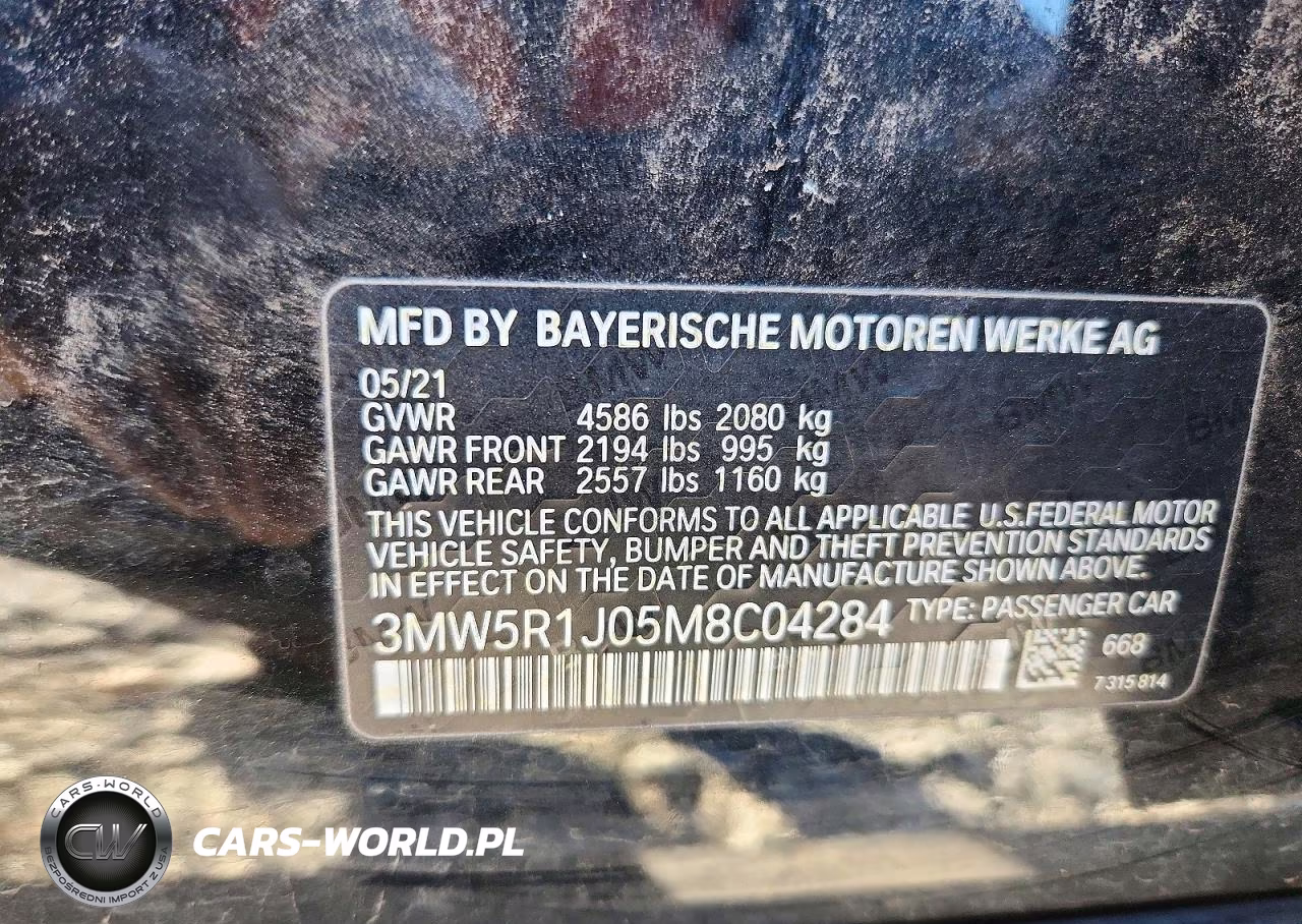 2021 BMW 330I VIN:3MW5R1J05M8C04284 - 12