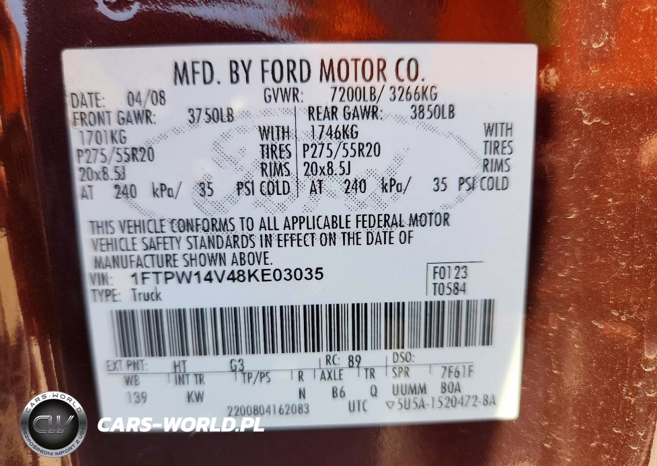 2008 Ford F150 Supercrew VIN:1FTPW14V48KE03035 - 12