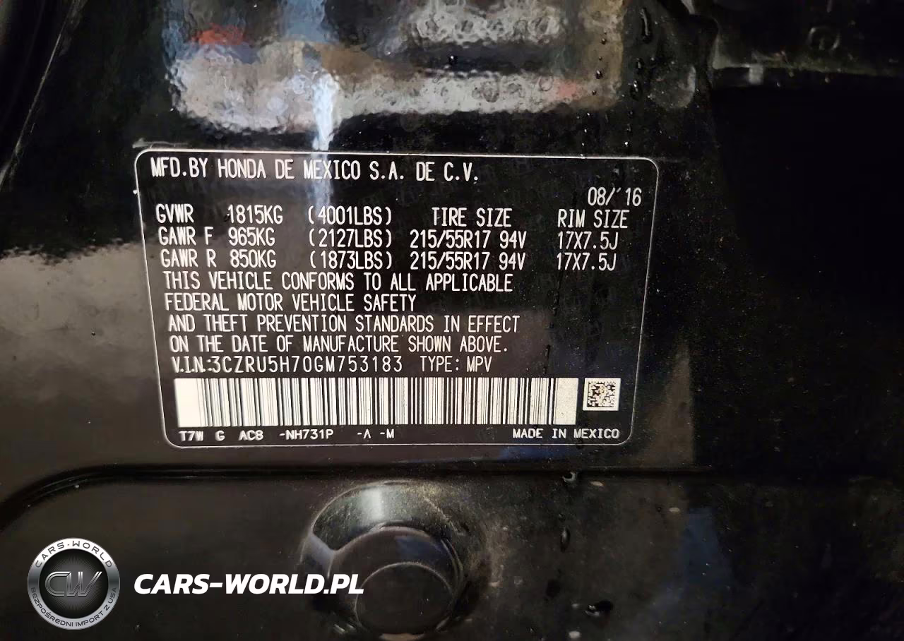 2016 Honda Hr-V Exl VIN:3CZRU5H70GM753183 - 13