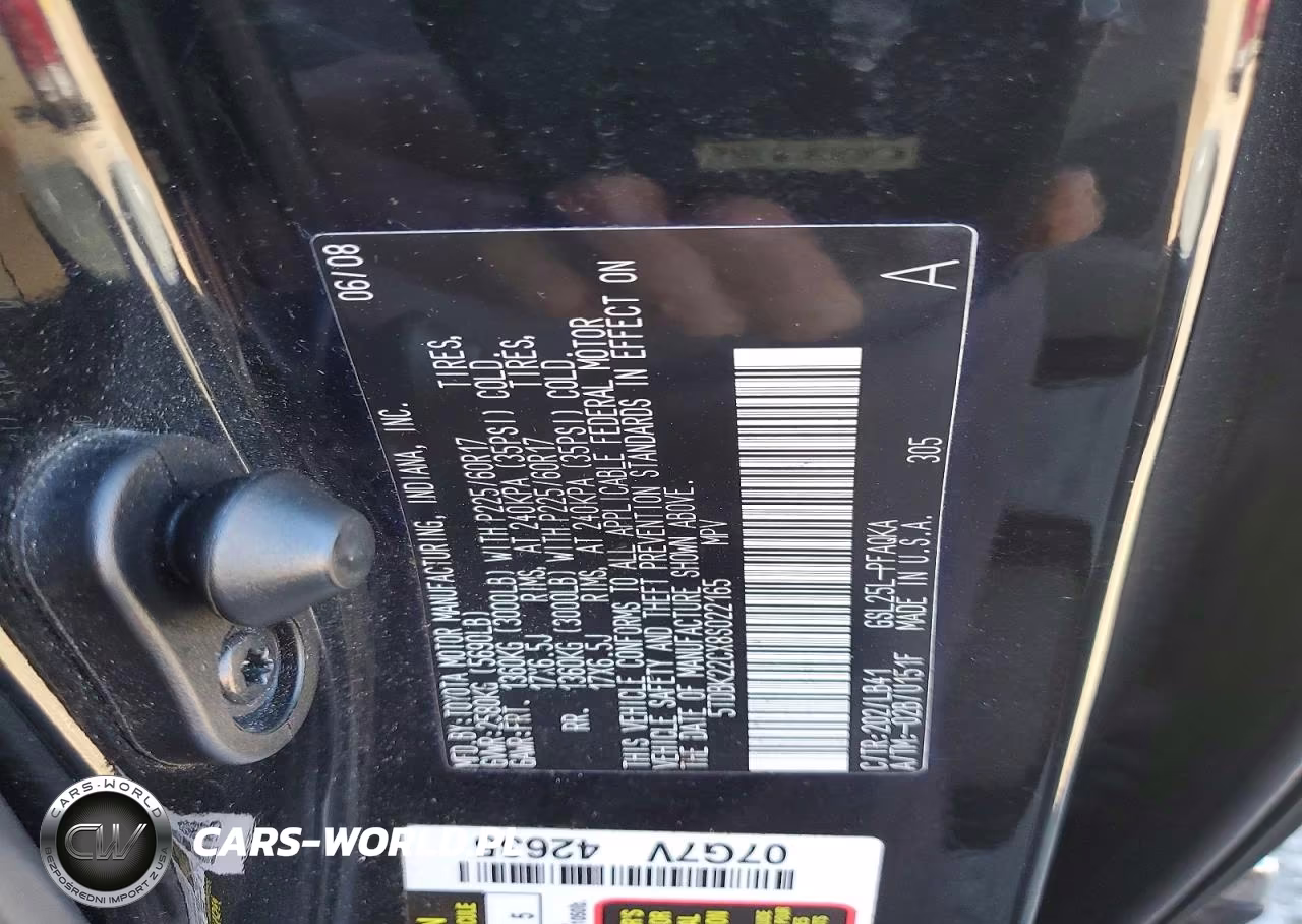 2008 Toyota Sienna Xle Limited VIN:5TDBK22CX8S022165 - 13