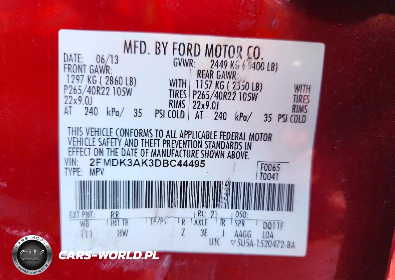 2013 Ford Edge Sport VIN:2FMDK3AK3DBC44495 - 14