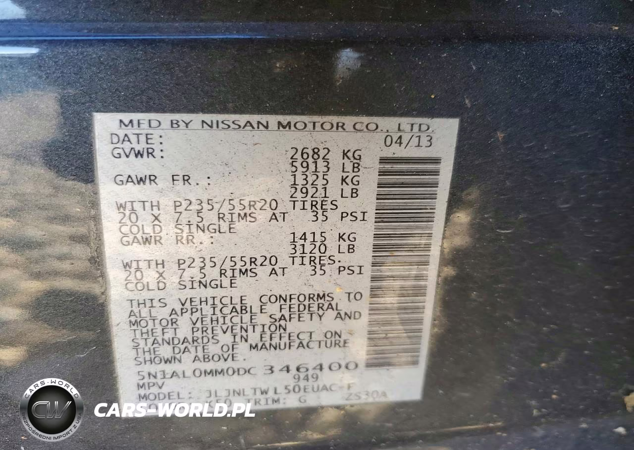 2013 Infiniti Jx35 Base VIN:5N1AL0MM0DC346400 - 13