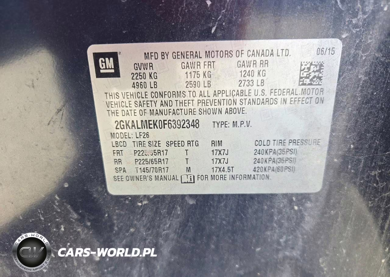 2015 GMC Terrain Sle VIN:2GKALMEK0F6392348 - 13