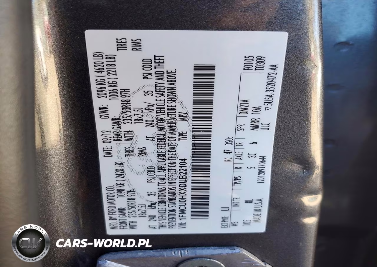 2013 Ford Escape Sel VIN:1FMCU0HXXDUB22104 - 12