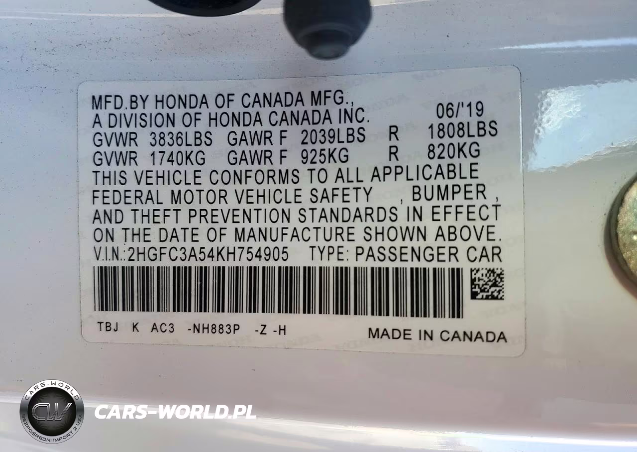 2019 Honda Civic Si VIN:2HGFC3A54KH754905 - 12