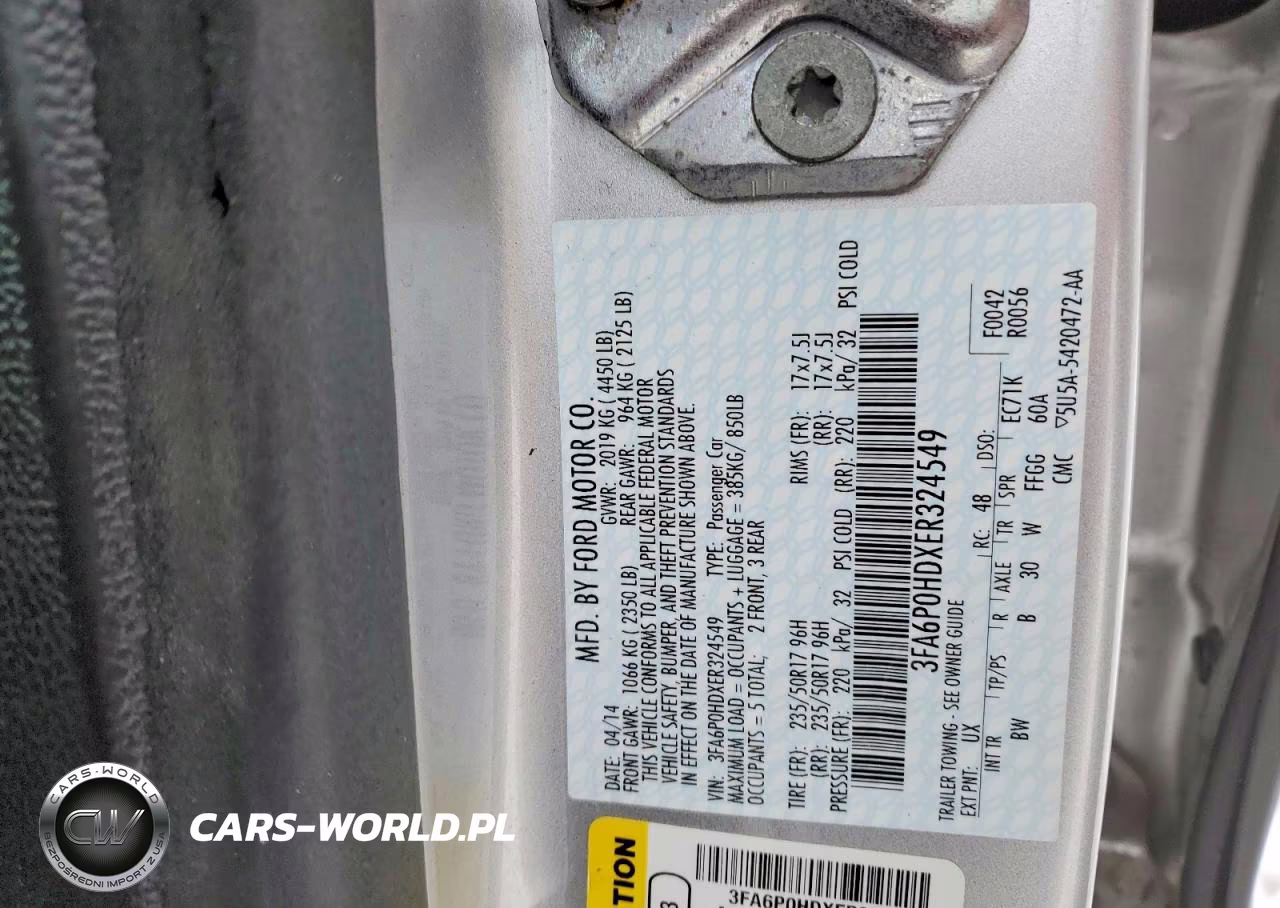 2014 Ford Fusion Se VIN:3FA6P0HDXER324549 - 12