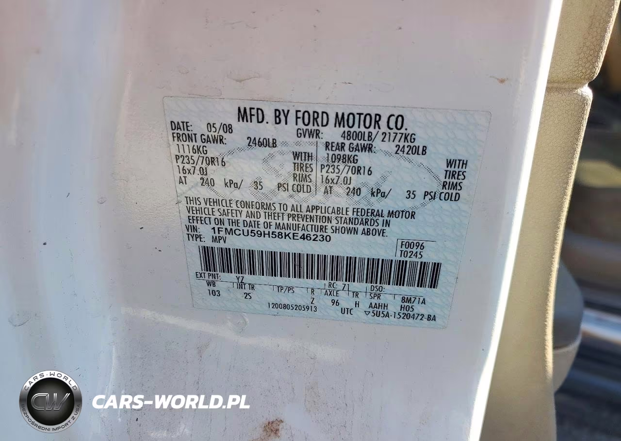 2008 Ford Escape Hev VIN:1FMCU59H58KE46230 - 13