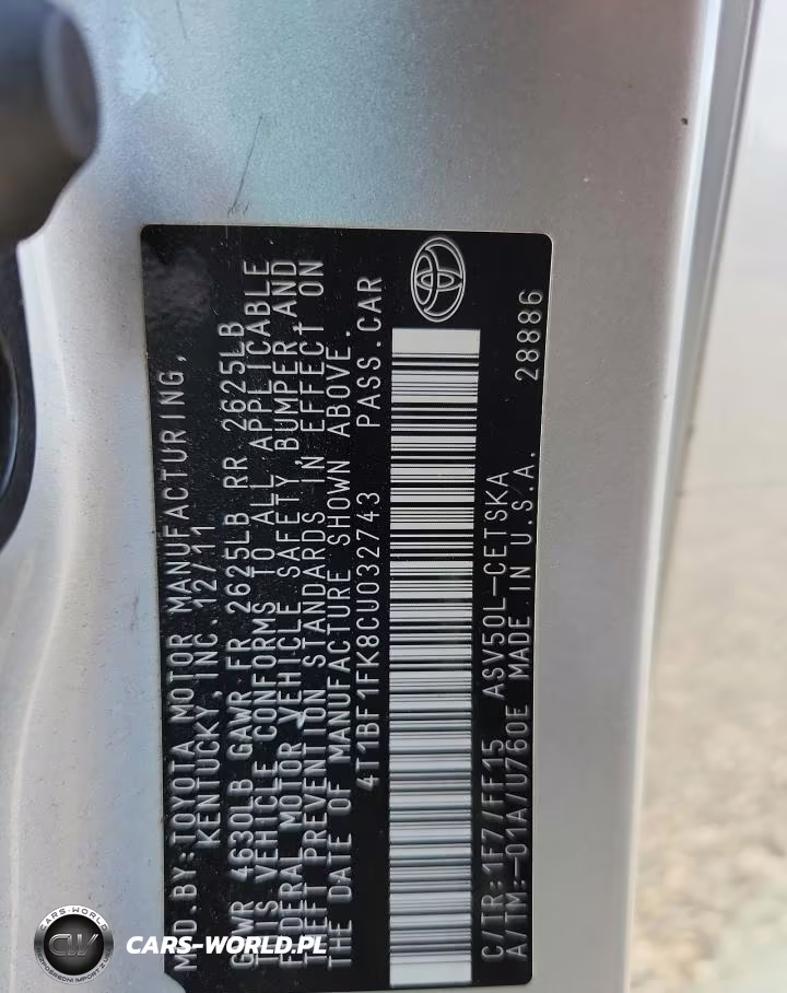 2012 Toyota Camry Se VIN:4T1BF1FK8CU032743 - 12