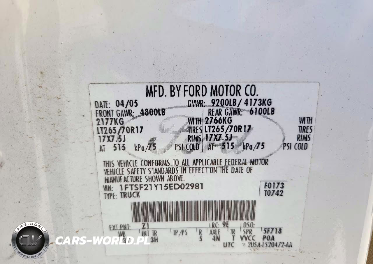 2005 Ford F250 Super Duty VIN:1FTSF21Y15ED02981 - 12