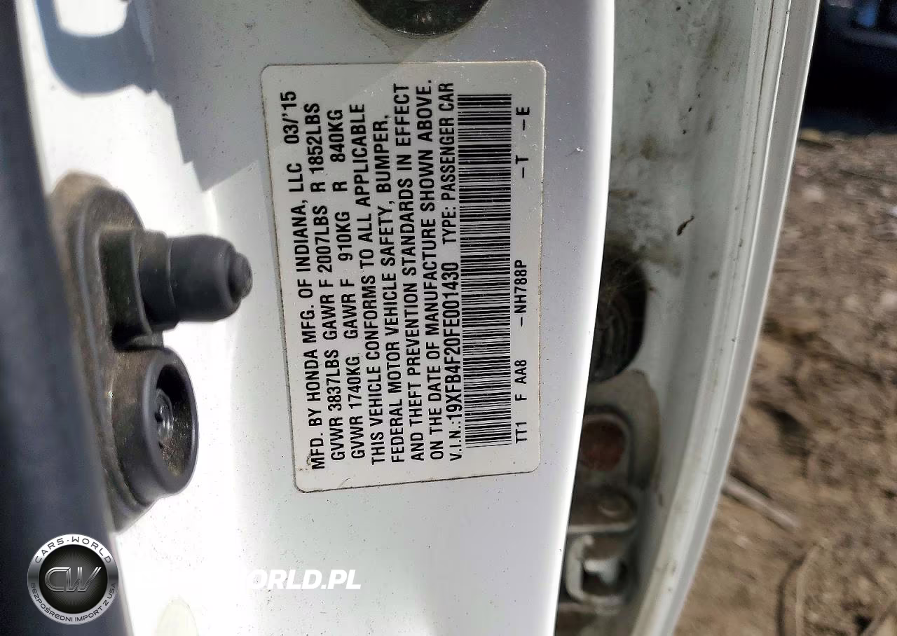 2015 Honda Civic Hybrid VIN:19XFB4F20FE001430 - 12