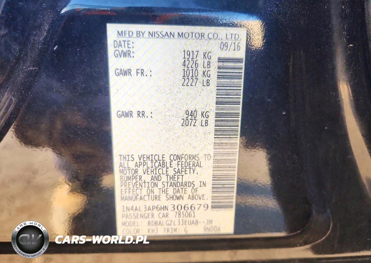2017 Nissan Altima 2.5 S VIN:1N4AL3AP6HN306679 - 12