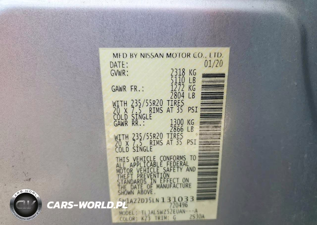 2020 Nissan Murano Platinum VIN:5N1AZ2DJ5LN131033 - 13