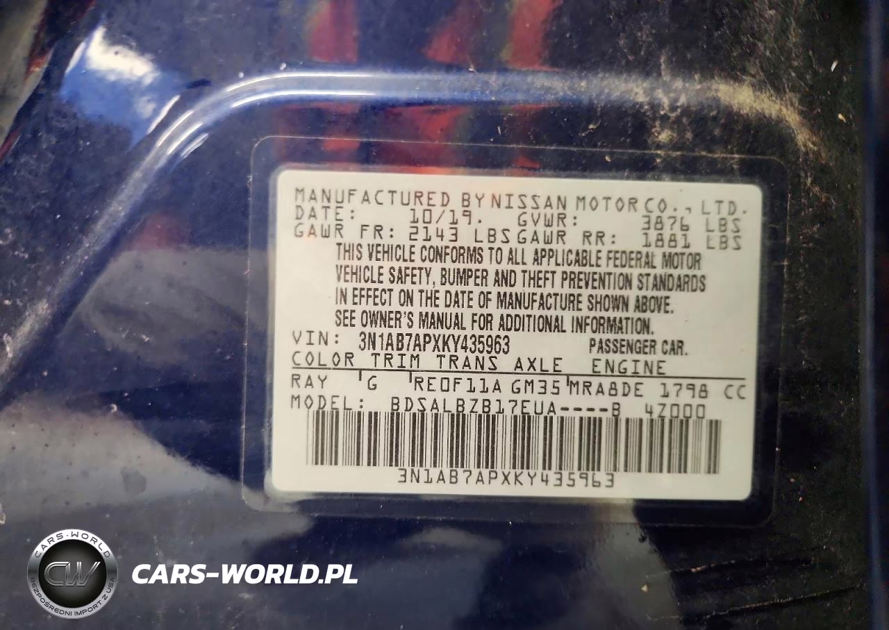 2019 Nissan Sentra S VIN:3N1AB7APXKY435963 - 12