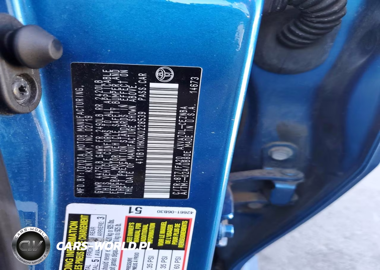 2019 Toyota Camry Le VIN:4T1B11HK0KU228539 - 12