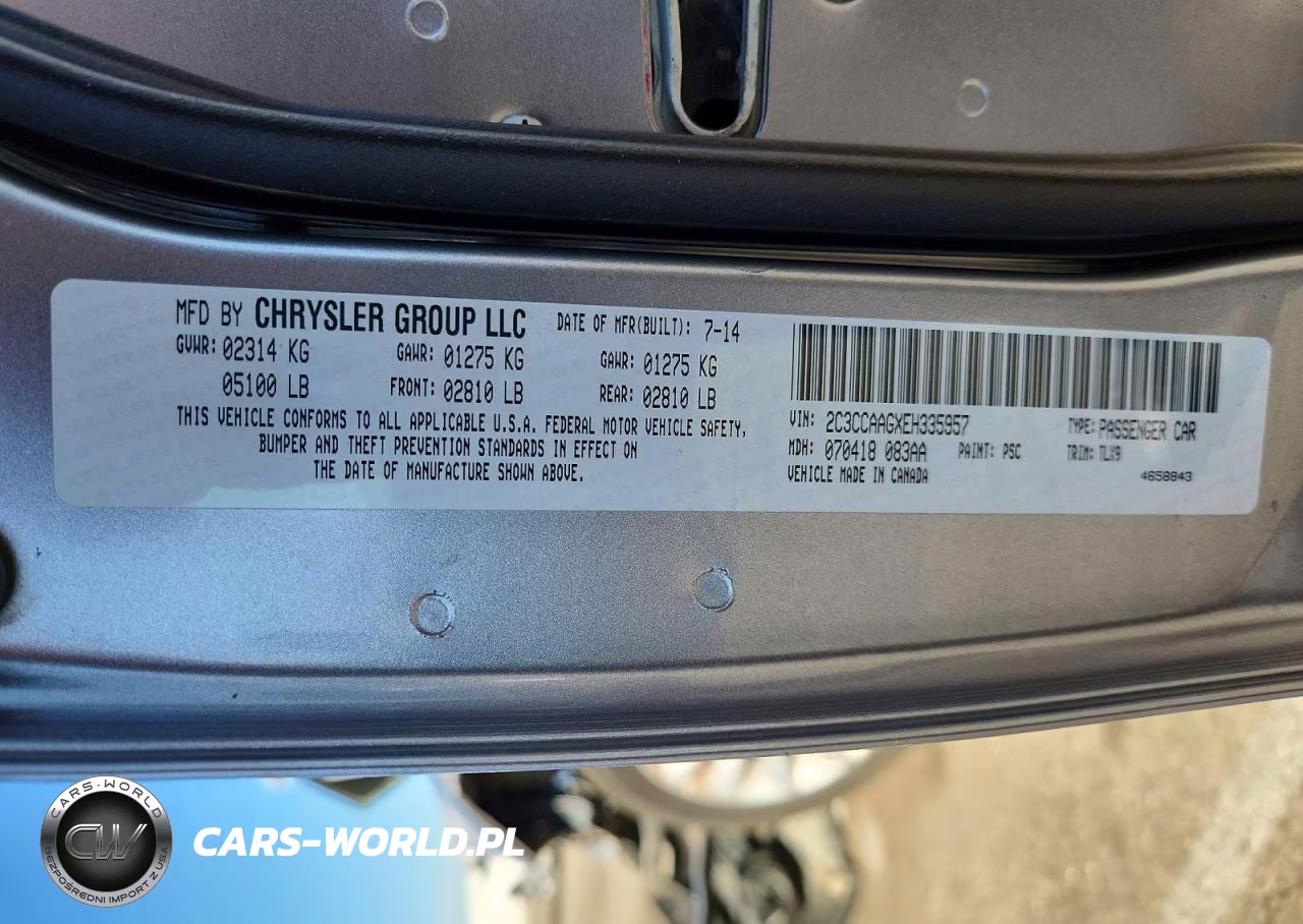 2014 Chrysler 300 VIN:2C3CCAAGXEH335957 - 12