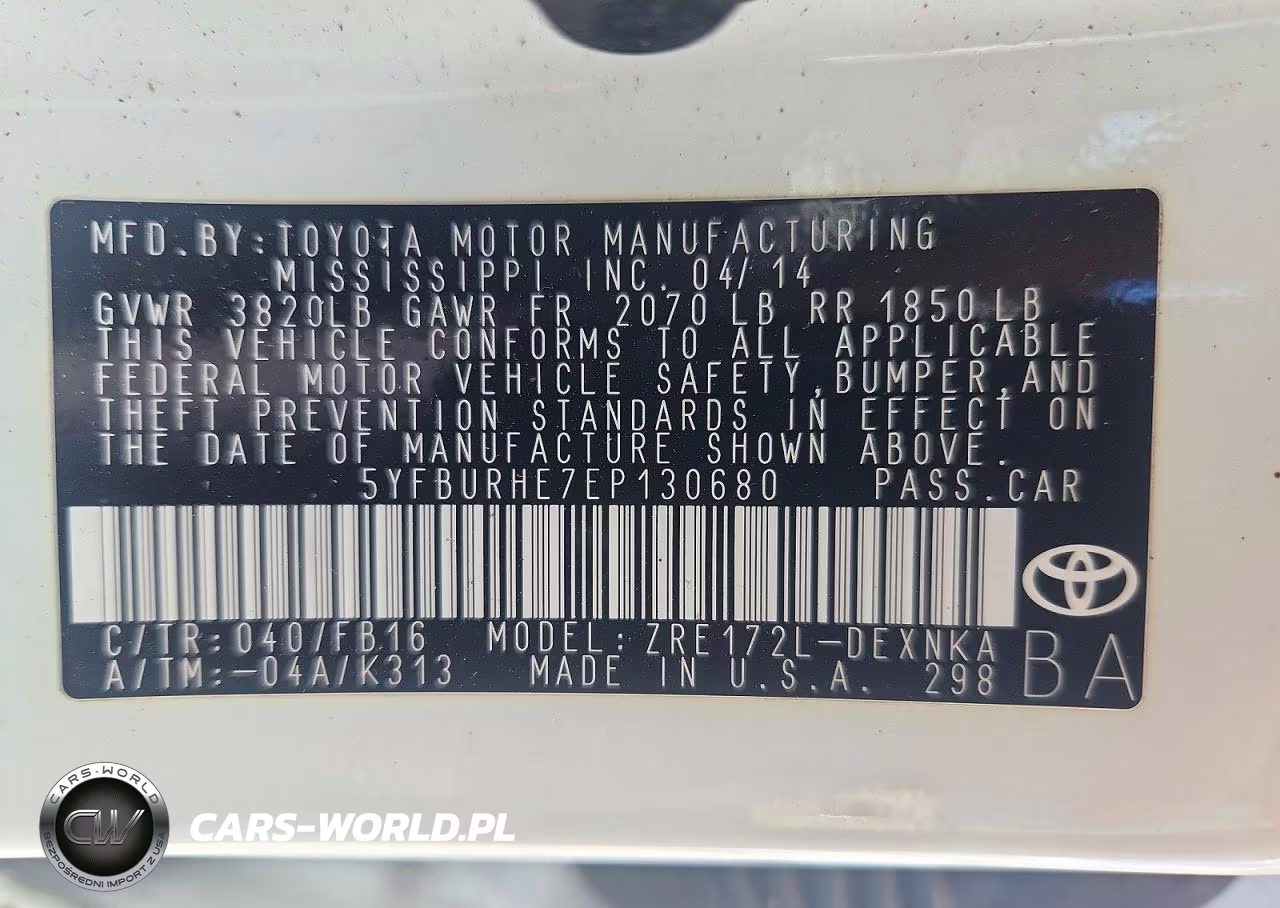 2014 Toyota Corolla Le VIN:5YFBURHE7EP130680 - 13