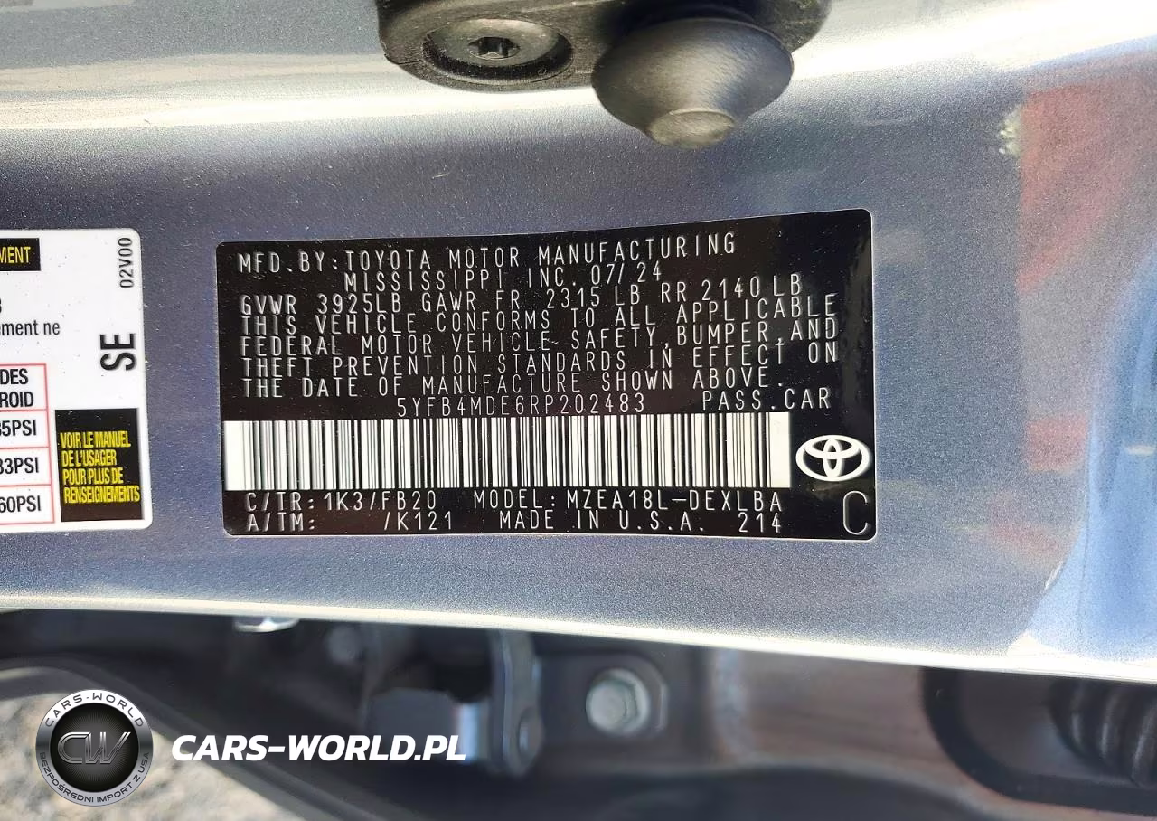 2024 Toyota Corolla Le VIN:5YFB4MDE6RP202483 - 12