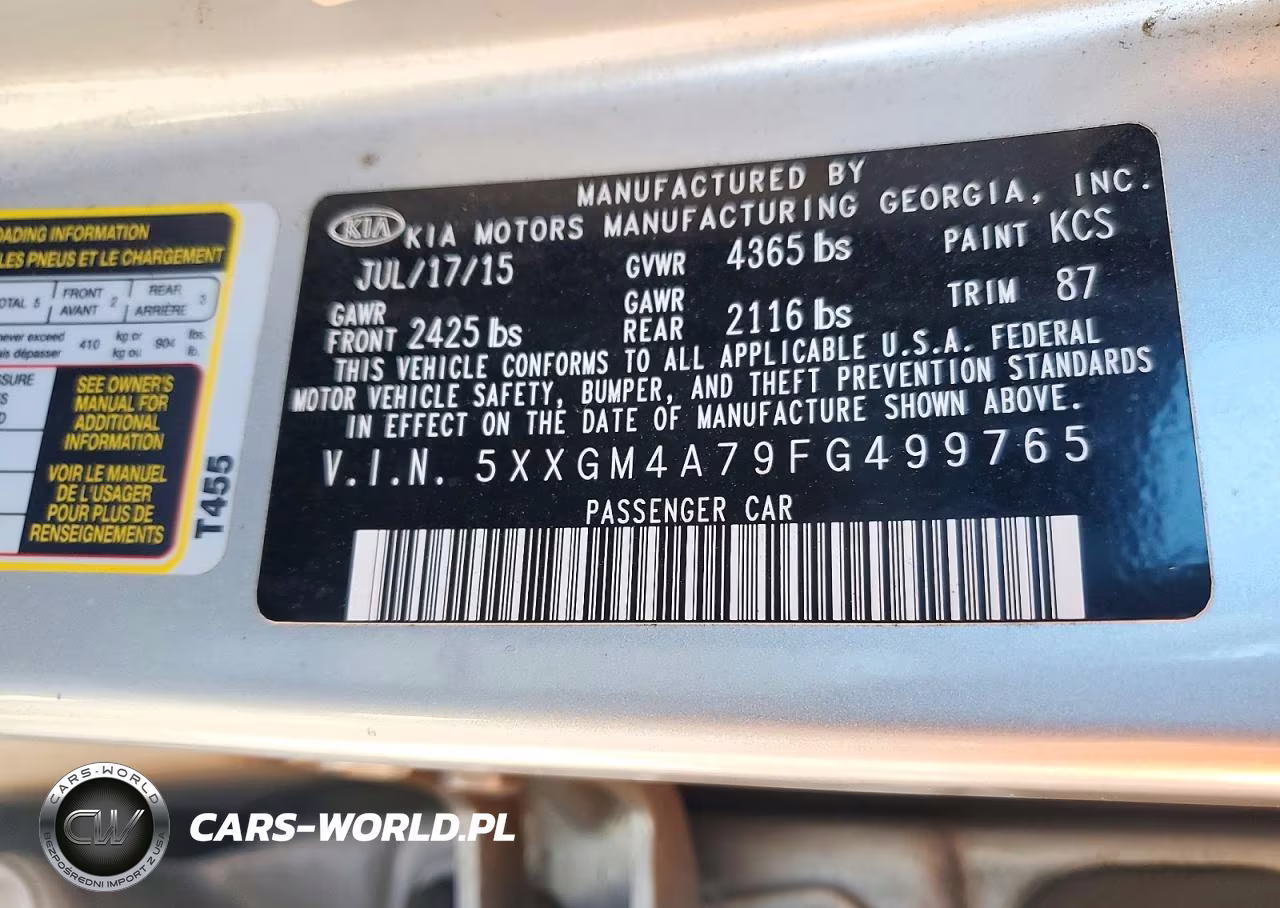2015 Kia Optima Lx VIN:5XXGM4A79FG499765 - 13