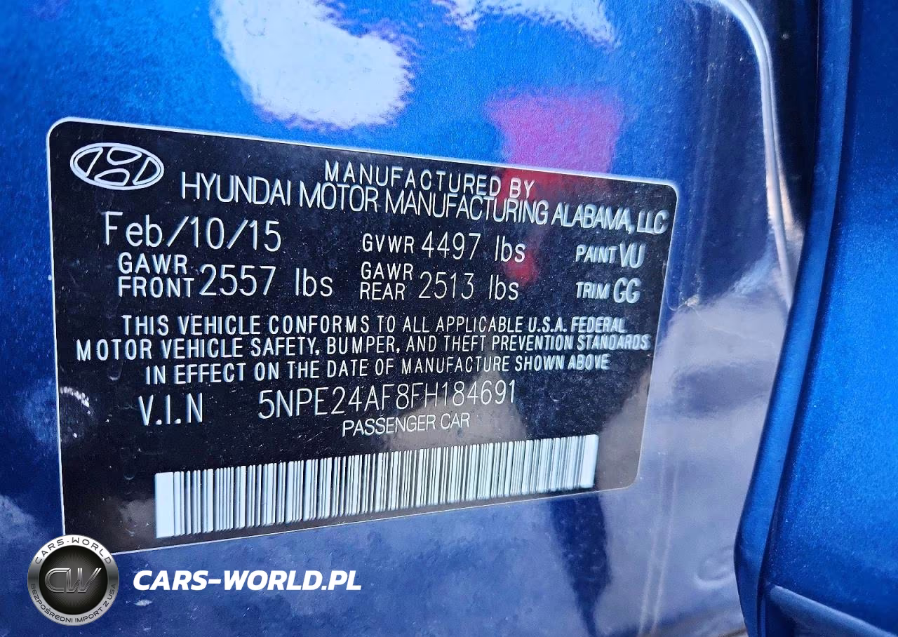 2015 Hyundai Sonata Se VIN:5NPE24AF8FH184691 - 13