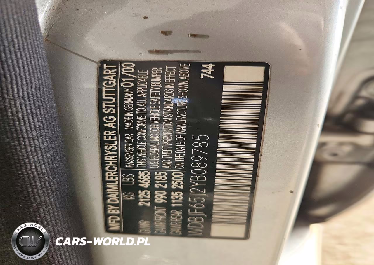 2000 Mercedes-Benz E 320 VIN:WDBJF65J2YB089785 - 12