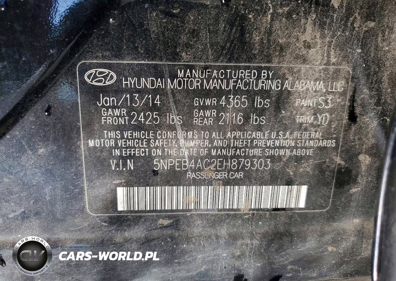 2014 Hyundai Sonata Gls VIN:5NPEB4AC2EH879303 - 13