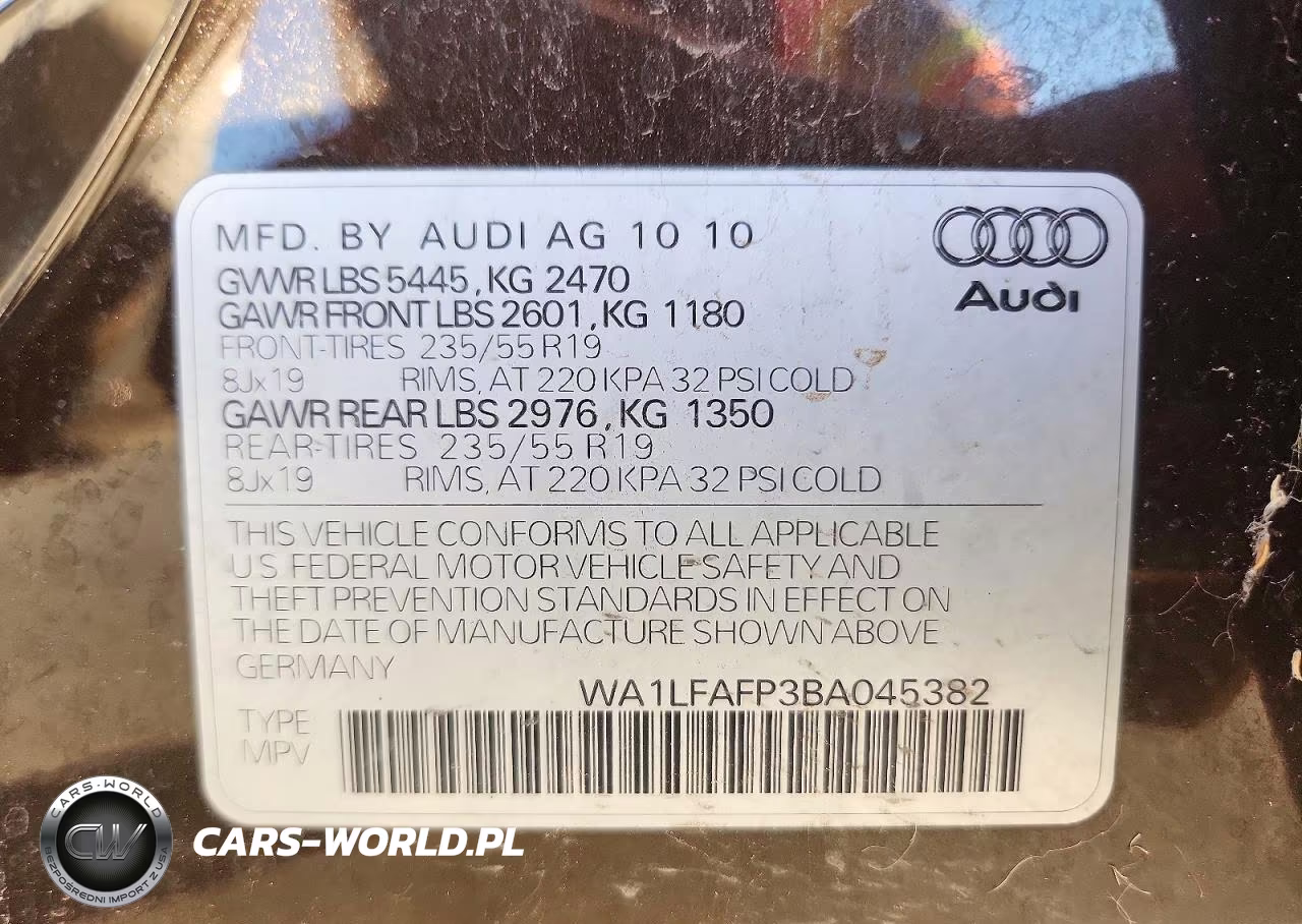 2011 AUDI Q5 PREMIUM PLUS VIN:WA1LFAFP3BA045382 - 14