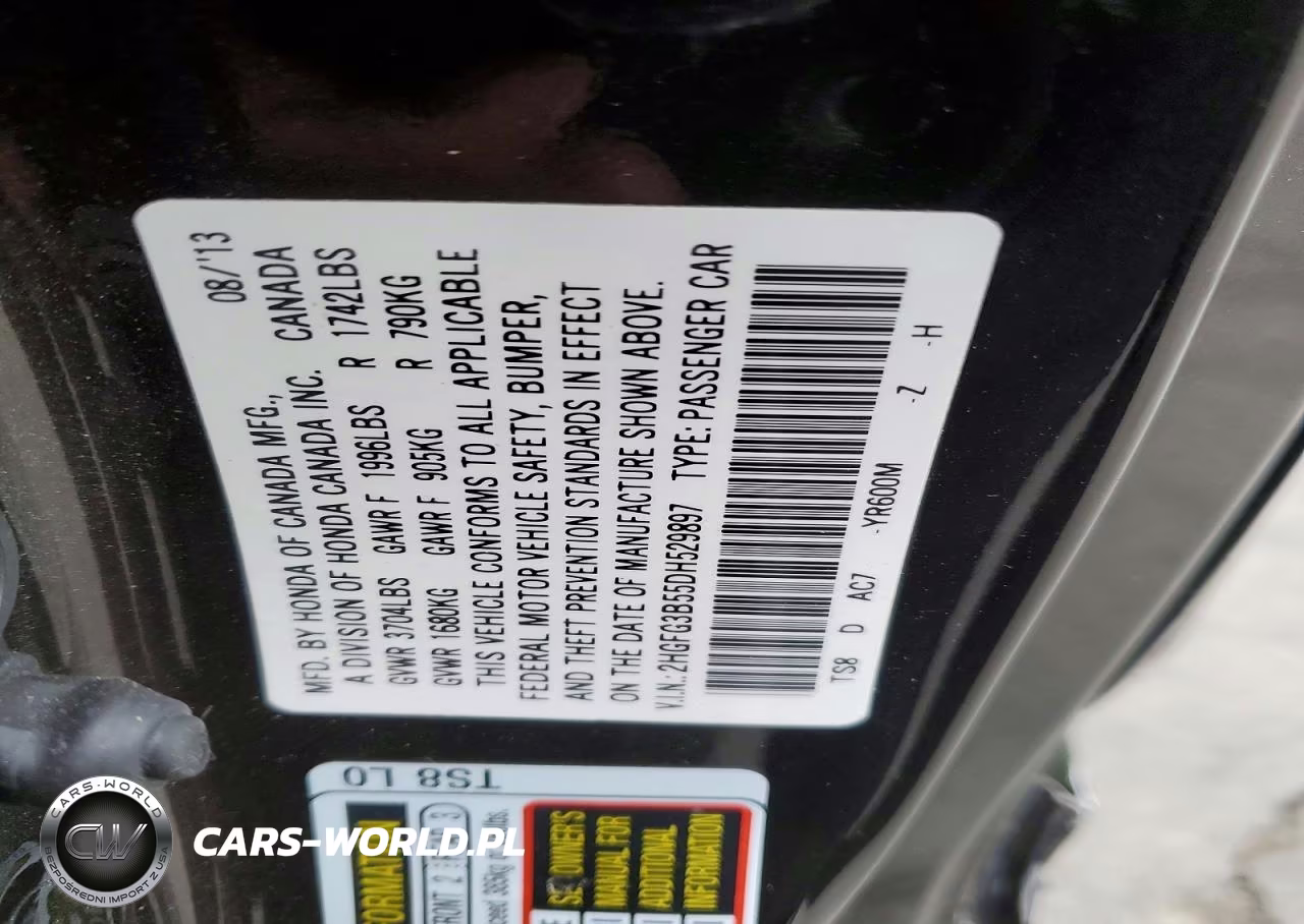 2013 Honda Civic Lx VIN:2HGFG3B55DH529897 - 12