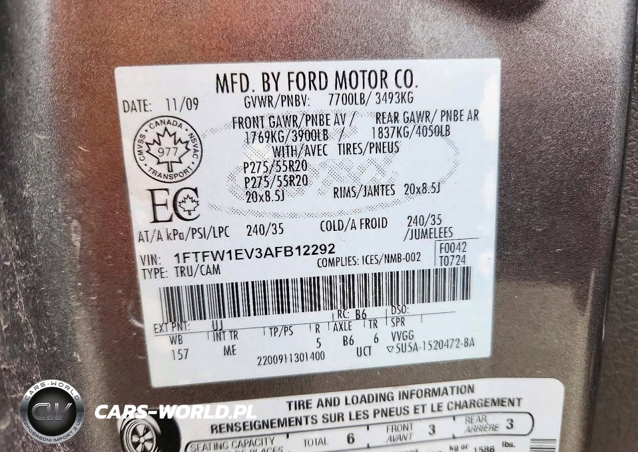 2010 Ford F150 Supercrew VIN:1FTFW1EV3AFB12292 - 12