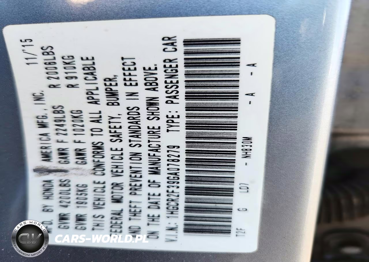 2016 Honda Accord Lx VIN:1HGCR2F39GA078279 - 12