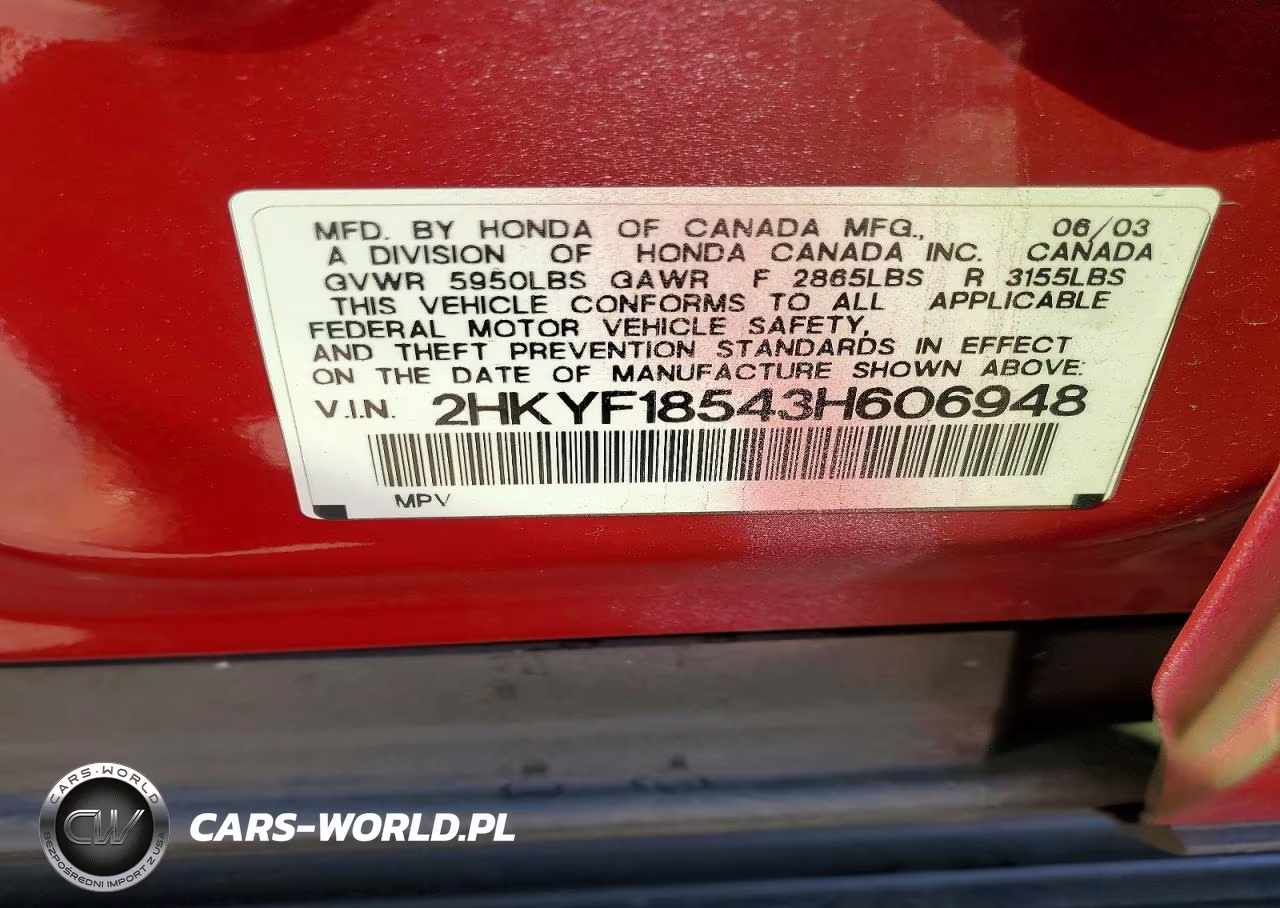 2003 Honda Pilot Exl VIN:2HKYF18543H606948 - 14