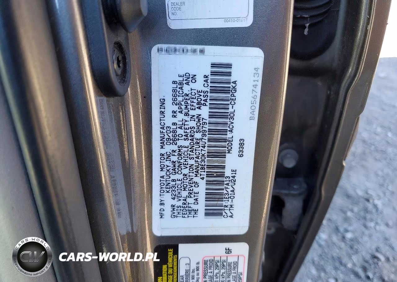 2004 Toyota Camry VIN:4T1BE30K74U799797 - 12