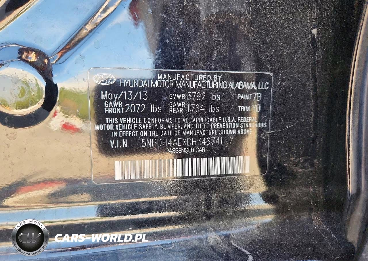 2013 Hyundai Elantra Gls VIN:5NPDH4AEXDH346741 - 12