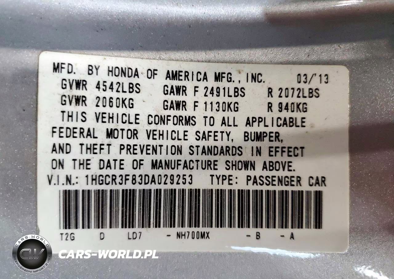 2013 Honda Accord Exl VIN:1HGCR3F83DA029253 - 12