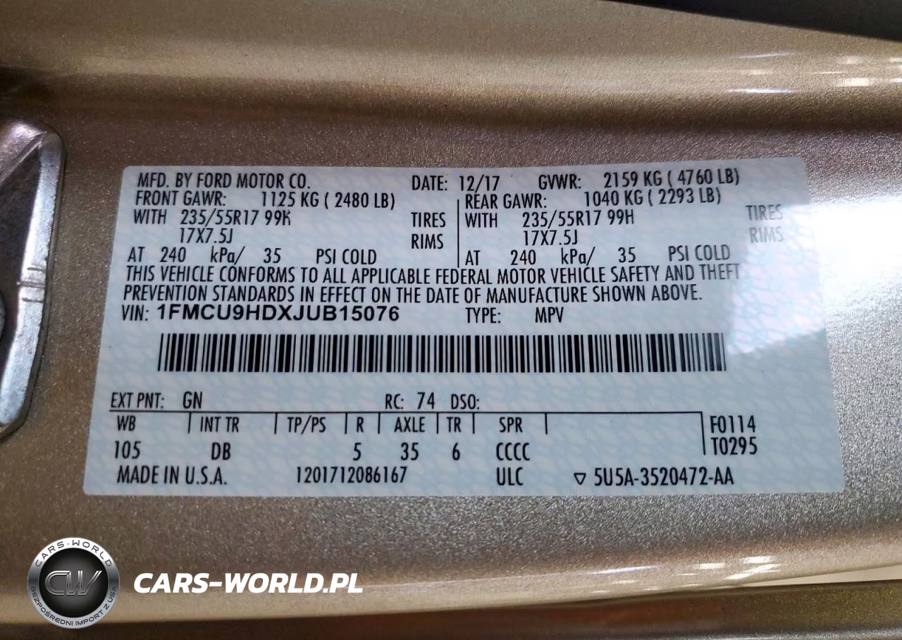 2018 Ford Escape Sel VIN:1FMCU9HDXJUB15076 - 14