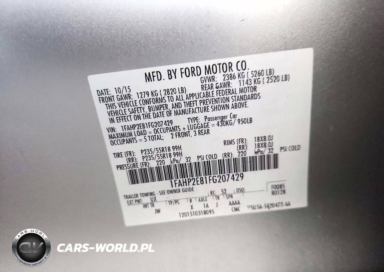 2015 Ford Taurus Sel VIN:1FAHP2E81FG207429 - 12