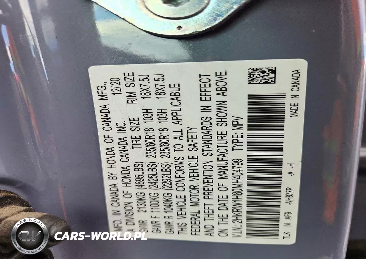 2021 Honda Cr-V Exl VIN:2HKRW1H80MH404799 - 12