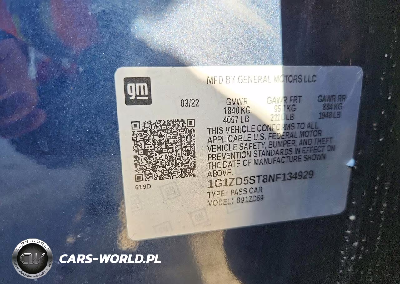 2022 Chevrolet Malibu Lt VIN:1G1ZD5ST8NF134929 - 12