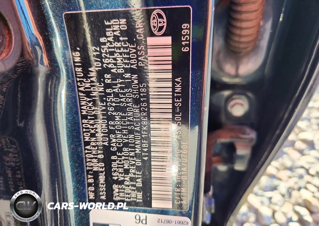 2012 Toyota Camry Le VIN:4T4BF1FK8CR261185 - 13