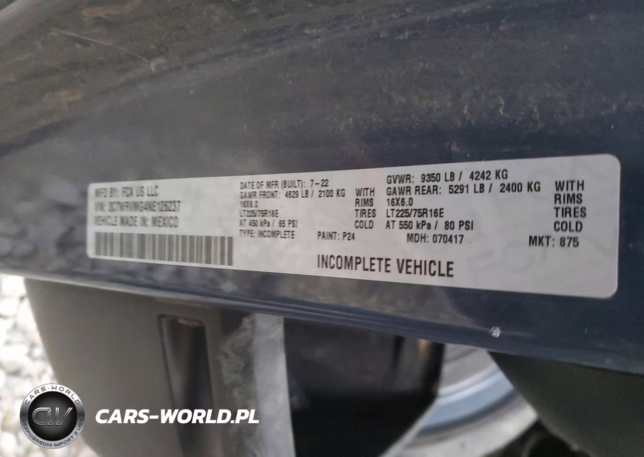 2022 Ram Promaster 3500 Delivery Van VIN:3C7WRVMG4NE126237 - 12