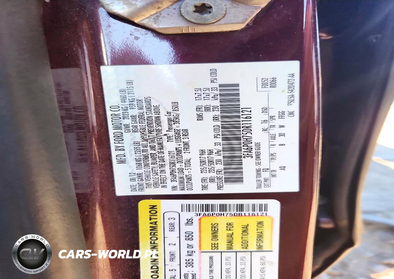 2013 Ford Fusion Se VIN:3FA6P0H75DR116121 - 12