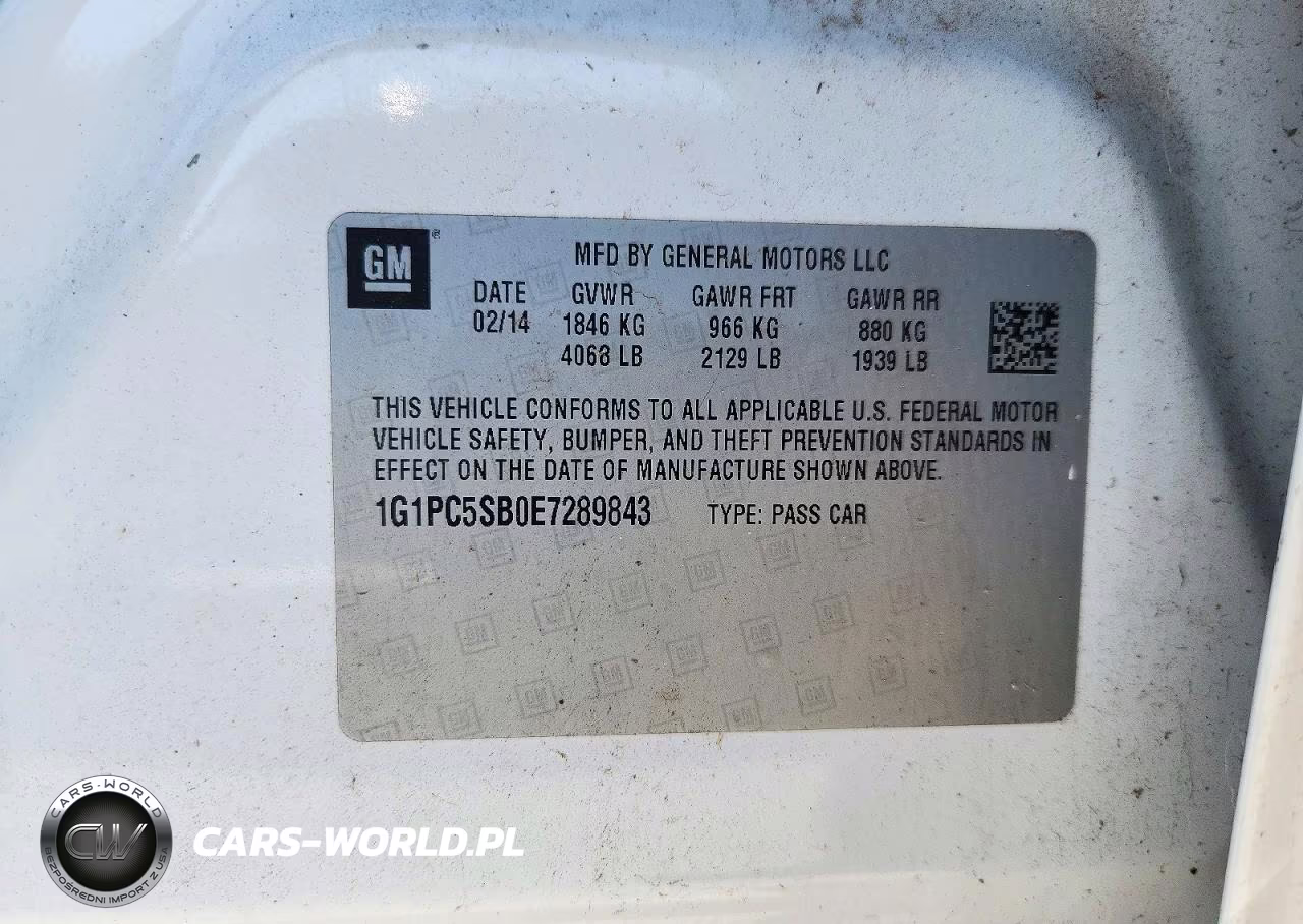 2014 Chevrolet Cruze Lt VIN:1G1PC5SB0E7289843 - 12