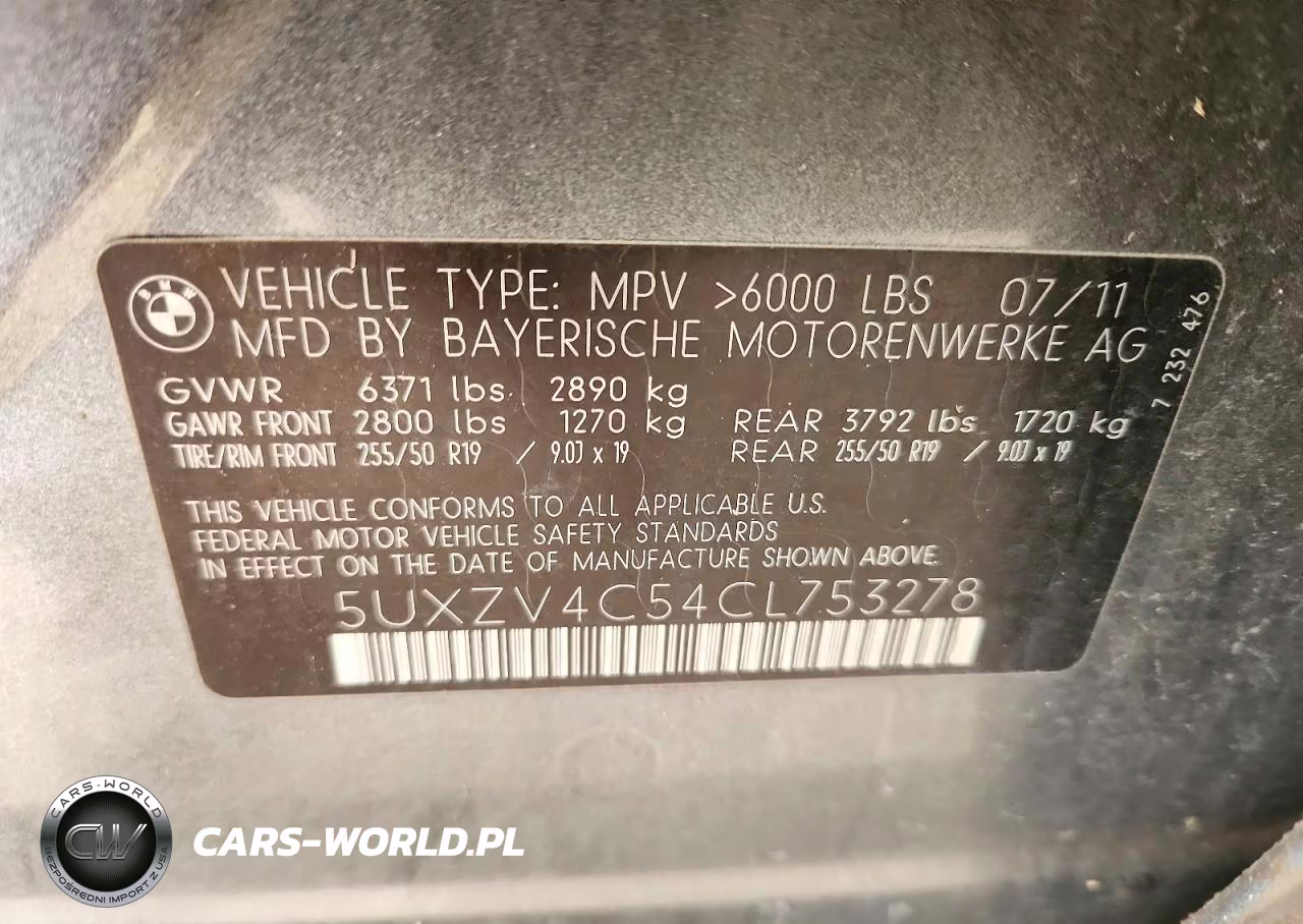 2012 BMW X5 xDrive35I VIN:5UXZV4C54CL753278 - 12