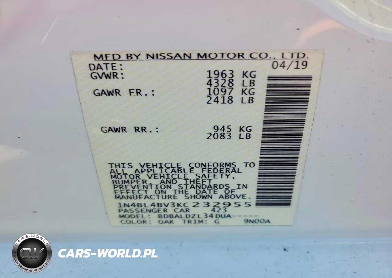 2019 Nissan Altima S VIN:1N4BL4BV3KC232955 - 13