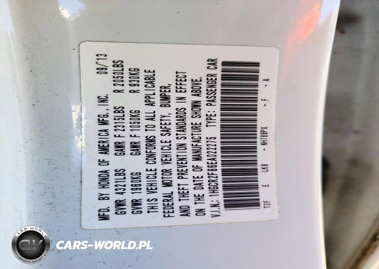 2014 Honda Accord Exl VIN:1HGCR2F86EA022275 - 13