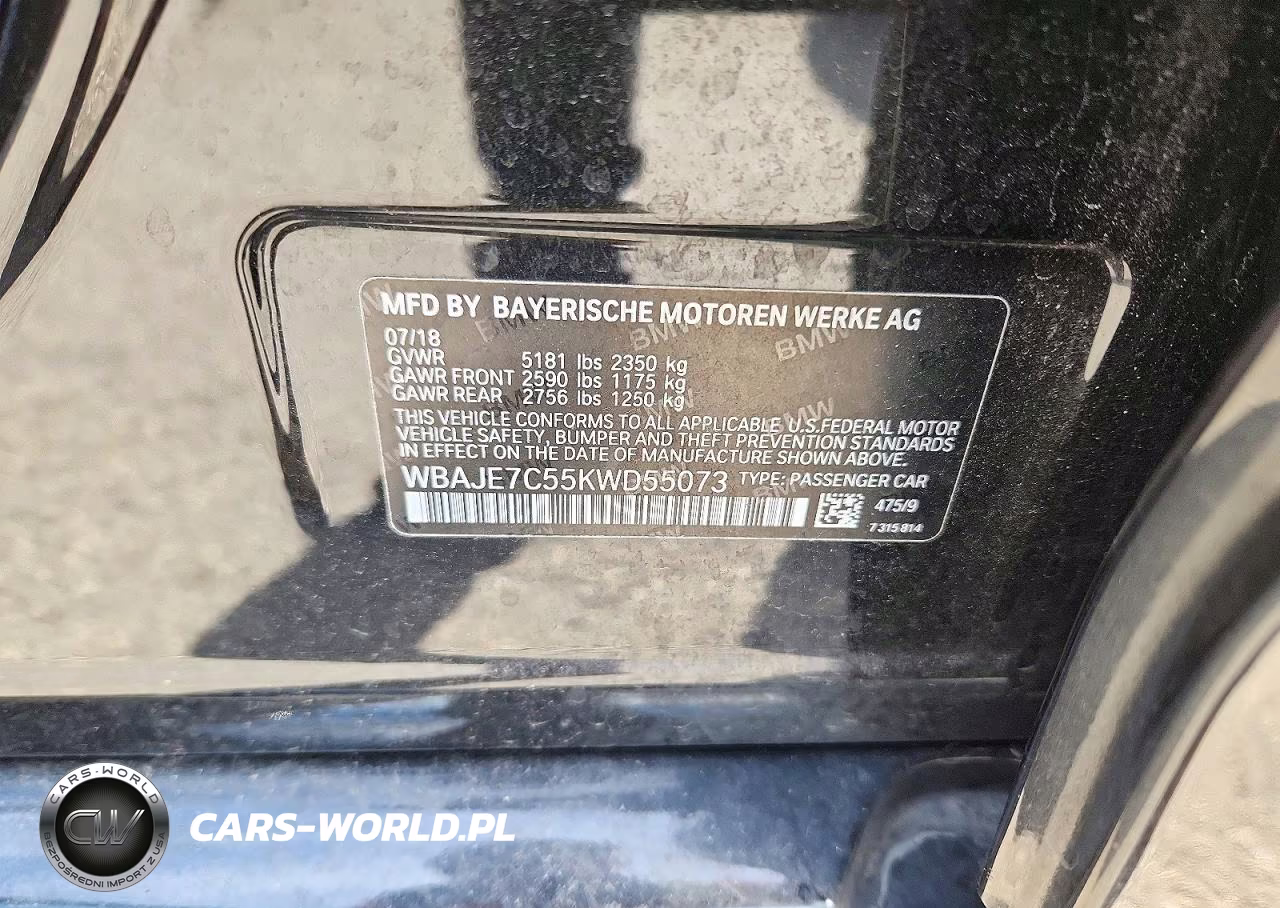 2019 BMW 540 Xi VIN:WBAJE7C55KWD55073 - 12