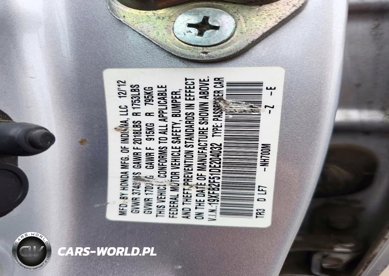 2013 Honda Civic Lx VIN:19XFB2F51DE204032 - 12