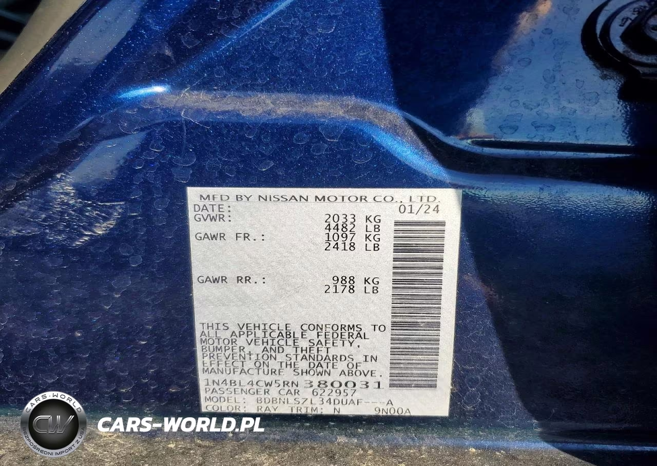 2024 Nissan Altima Sr VIN:1N4BL4CW5RN380031 - 12