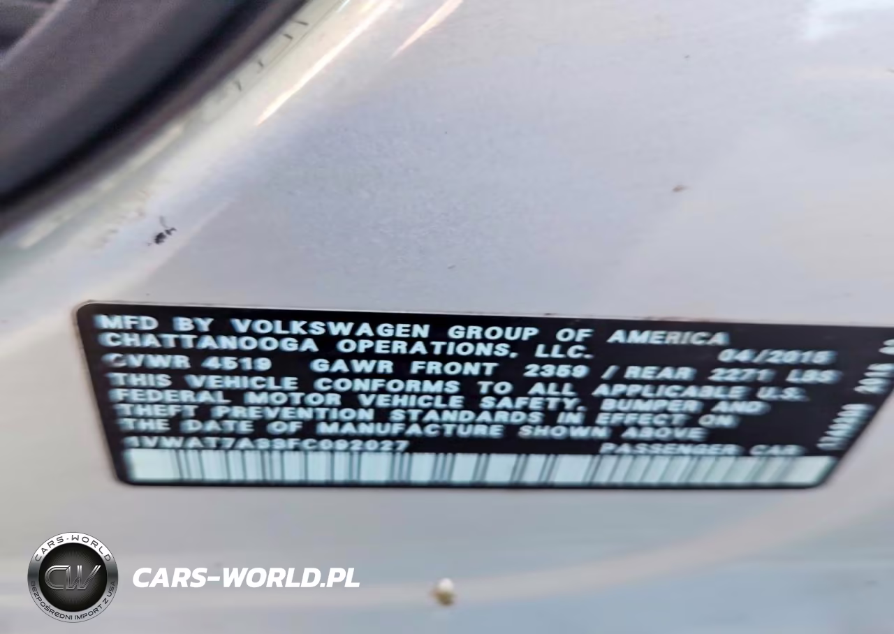 2015 Volkswagen Passat S VIN:1VWAT7A33FC092027 - 12