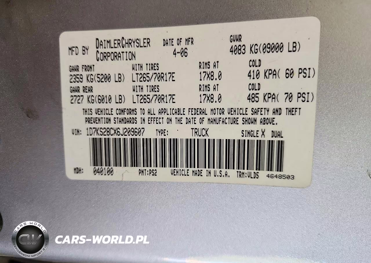 2006 Dodge Ram 2500 St VIN:1D7KS28CX6J209607 - 12